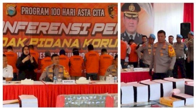 Polda Sulsel tangkap 21 tersangka pelaku Korupsi di Sulsel.(F-INT)