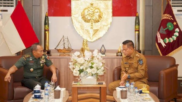 Pj Gubernur Sulsel Prof Fadjry Djufry Silaturahmi dengan Pangdam XIV Mayjen TNI Windiyatno.