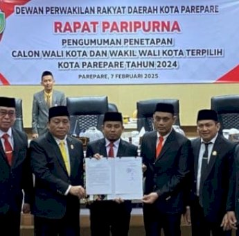 DPRD Resmi Tetapkan Tasming Hamid-Hermanto sebagai Wali Kota dan Wakil Walikota Parepare Periode 2025-2030