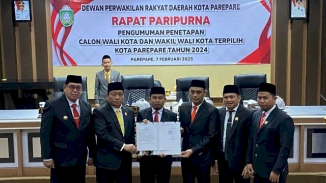 DPRD Resmi Tetapkan Tasming Hamid-Hermanto sebagai Wali Kota dan Wakil Walikota Parepare Periode 2025-2030