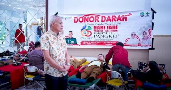 Ratusan ASN Ikuti Donor Darah untuk Memperingati HUT ke-65 Kabupaten Pangkep