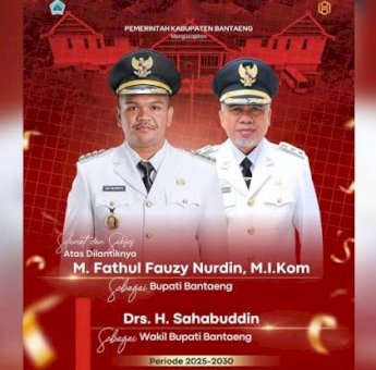 Uji Nurdin-Sahabuddin Resmi Dilantik Sebagai Bupati Bantaeng dan Wakil Bupati Bantaeng