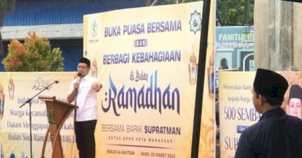 Ketua DPRD Makassar Supratman Hadiri Buka Puasa Bersama dan Penyerahan 500 Paket Sembako di Masjid Al-Kautsar