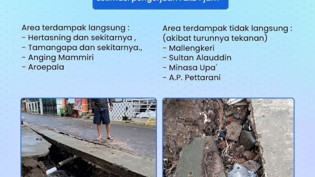 PDAM Makassar Lakukan Perbaikan Kebocoran di Jalan Beringin Gowa, Sejumlah Area Terdampak-Pelanggan Diminta Pengertiannya
