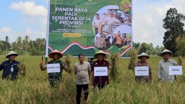 Pemkab Pinrang Panen Raya Nasional bersama Presiden Republik Indonesia Prabowo Subianto.