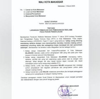 Pemkot Makassar Siapkan sanksi Tegas Bagi Pelaku Usaha yang Paku-Pasang Reklame di Pohon