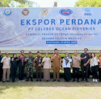 Bupati Bantaeng Uji Nurdin Lepas Ekspor Perdana Komoditi Gurita ke Meksiko