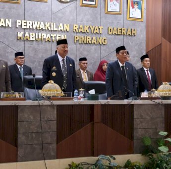 Bupati dan Wabup Pinrang Hadiri Paripurna Penyampaian Rekomendasi DPRD atas LKPJ TA 2024