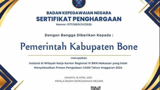 Penghargaan dari BKN RI