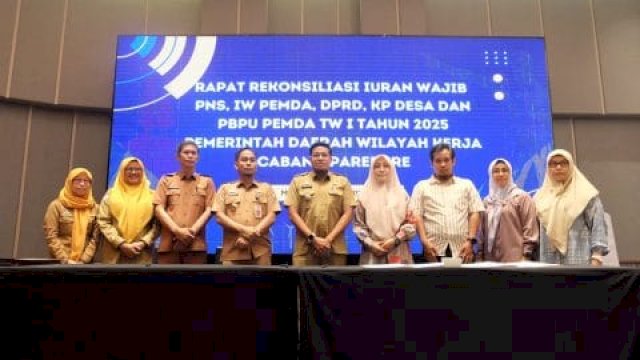 Rapat Rekonsiliasi Data Iuran Wajib Triwulan I Tahun 2025 yang digelar BPJS Kesehatan Cabang Parepare.