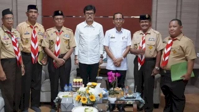 Sekda Pinrang, A. Calo Kerrang menerima langsung audiensi pengurus Kwarcab Gerakan Pramuka Pinrang.