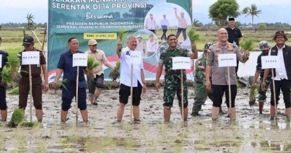 Ikut Tanam Padi Serentak, Pemkab Pinrang Komitmen Beri Kontribusi Nyata Jaga Stabilitas Produksi pangan