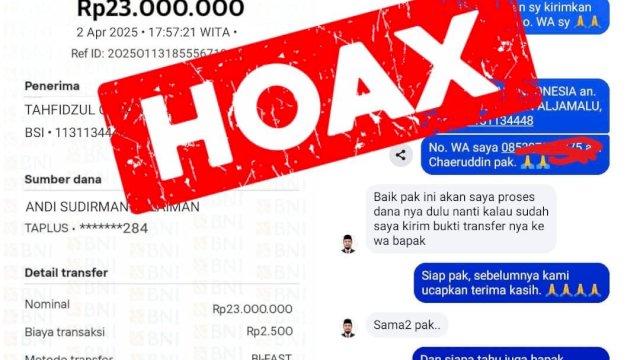 Modus Penipuan Bantuan Donasi Catut Nama Gubernur Sulsel Andi Sudirman. 