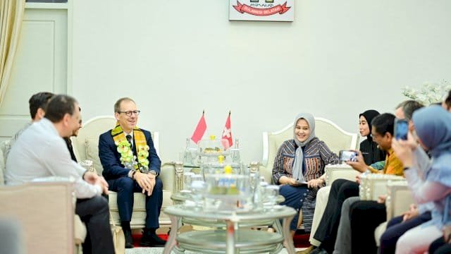 Wakil Gubernur Sulawesi Selatan, Fatmawati Rusdi, menerima kunjungan kehormatan (courtesy call) Duta Besar Swiss untuk Indonesia, Olivier Zehnder.