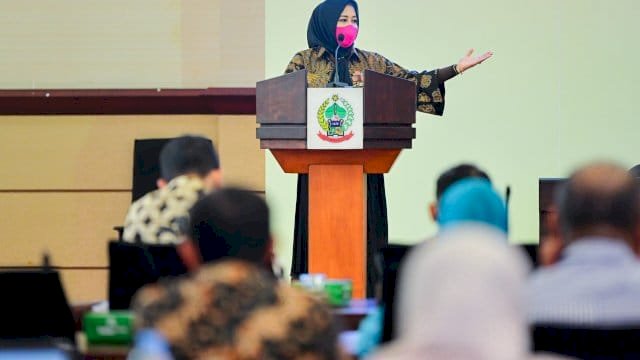 Wakil Gubernur Sulsel, Fatmawati Rusdi, membuka Rapat Koordinas TPPS Se-Sulsel.
