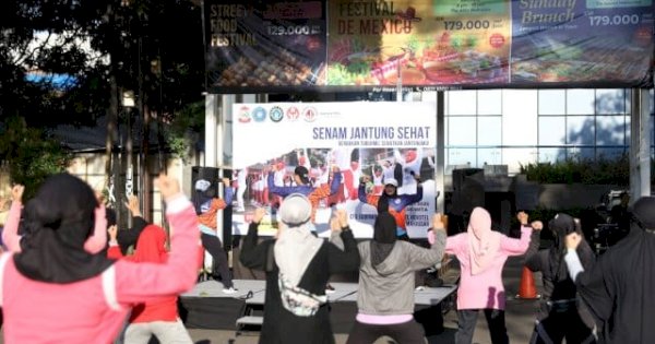 Melinda Aksa Ajak Ibu-Ibu Makassar Jaga Jantung Lewat Senam Sehat di CFD
