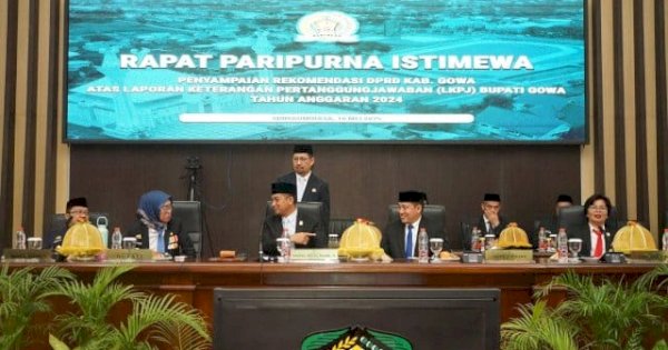 Wakil Ketua DPRD Gowa Tyna Haji Tino Hadiri Paripurna Penyampaian Rekomendasi Hasil Pembahasan LKPJ Bupati 2024