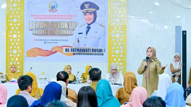 Wakil Gubernur Sulsel, Fatmawati Rusdi, memberikan semangat dan motivasi kepada 66 penyintas kekerasan dari tiga daerah.