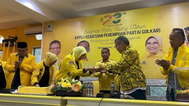 KPPG Sulsel merayakan Hari Ulang Tahun (HUT) ke-23 dengan penuh khidmat dan semangat kebersamaan, di Sekretariat DPD Partai Golkar Sulsel.