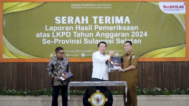 Bupati Pangkep Yusran Laloogau, Ketua DPRD Haris Gani menghadir penyerahan LKPD tahun 2024.