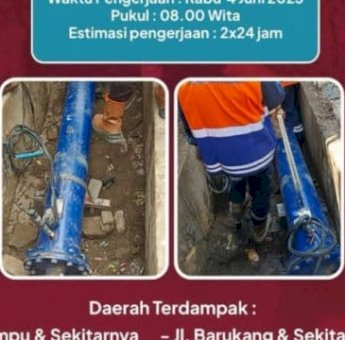 PDAM Makassar Lakukan Perbaikan Pompa Inline di Pannampu, Warga Diimbau Siapkan Antisipasi Air