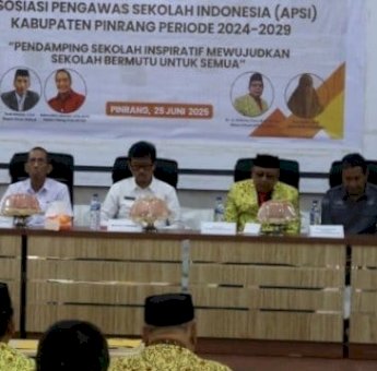 Hadiri Pelantikan APSI Pinrang, Sekda Calo Kerrang: Pengawas Ujung Tombak Pembinaan Sekolah