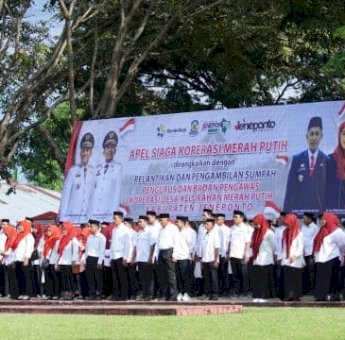 Pemkab Jeneponto Gelar Apel Siaga Koperasi Merah Putih Dirangkaikan Pelantikan Pengurus-Pengawas