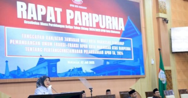 Paripurna DPRD Makassar, Aliyah Sampaikan Tanggapan Pemkot atas Ranperda Pertanggungjawaban APBD 2024