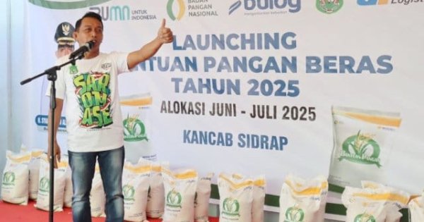 Bupati Sidrap Launching Penyaluran Bantuan Pangan Beras 2025