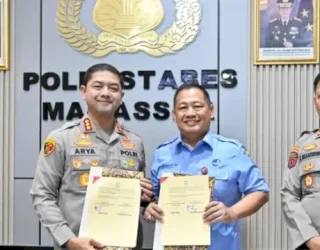 Plt Dirut PDAM Makassar Hamzah Ahmad Teken MoU dengan Polrestabes, Cegah Pencurian Air