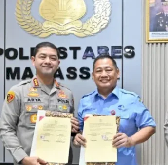 Plt Dirut PDAM Makassar Hamzah Ahmad Teken MoU dengan Polrestabes, Cegah Pencurian Air