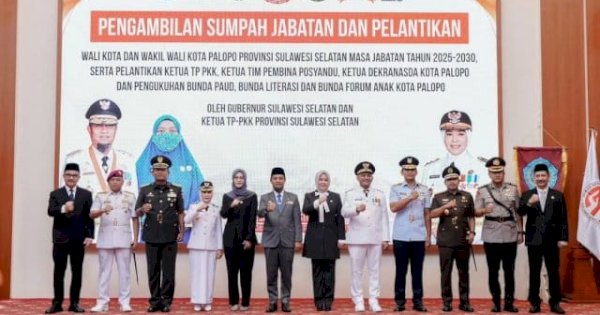 Lantik Naili-Akhmad Syarifuddin, Gubernur Sulsel: Palopo Harus Jadi Sentra Pembangunan Luwu Raya