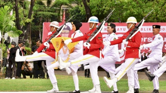 Pasukan Pengibar Bendera Pusaka (Paskibraka) Provinsi Sulawesi Selatan 2025.