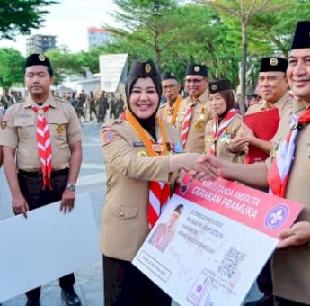 Apel Hari Pramuka 2025 di Makassar: Fatmawati Rusdi Ajak Perkuat Karakter Bangsa
