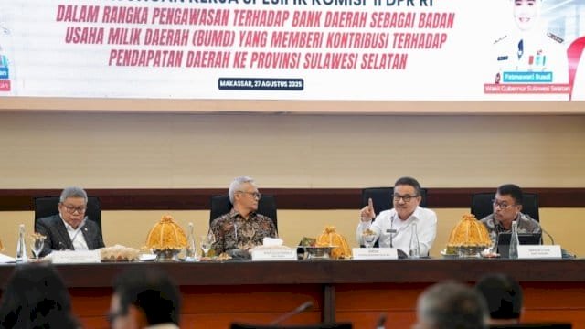 Kunjungan kerja spesifik Komisi II DPR RI terkait pengawasan terhadap Bank Daerah sebagai Badan Usaha Milik Daerah (BUMD) di Sulsel.