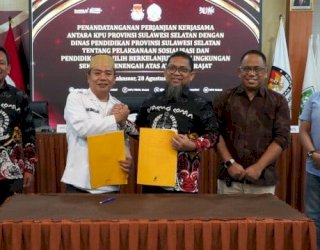 KPU-Disdik Sulsel MoU Pendidikan Pemilih Berkelanjutan di SMA dan Sederajat