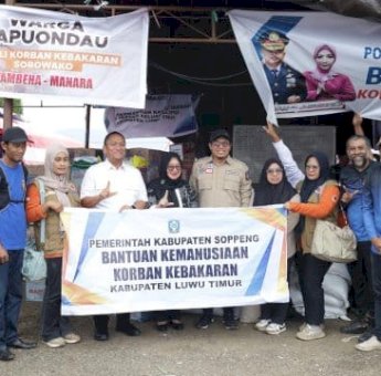 Peduli Korban Kebakaran di Sorowako, Bupati Soppeng Suwardi Haseng Kirim Bantuan Logistik ke Lutim