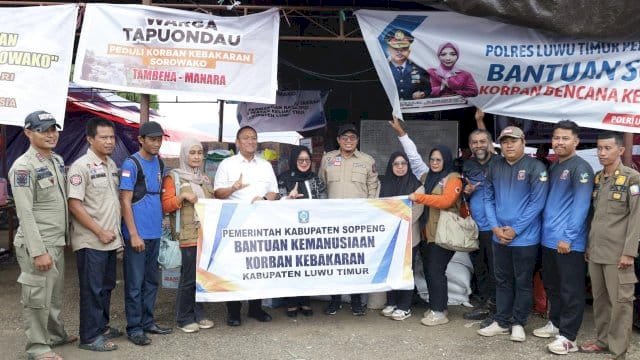 Peduli Korban Kebakaran di Sorowako, Bupati Soppeng Suwardi Haseng Kirim Bantuan Logistik ke Lutim