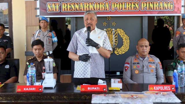 Hadiri Pemusnahan Barang Bukti di Polres Pinrang, Bupati Irwan: Narkoba Adalah Musuh Bersama!