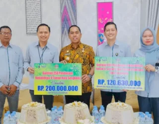 Bank Sulselbar dan Sulselbar Syariah Bantu Pemkab Wajo Percantik Enam Taman Kota