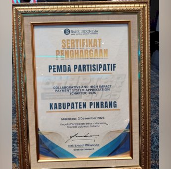 Digitalisasi Berbuah Manis, Pinrang Boyong Tiga Penghargaan Bergengsi dari Bank Indonesia