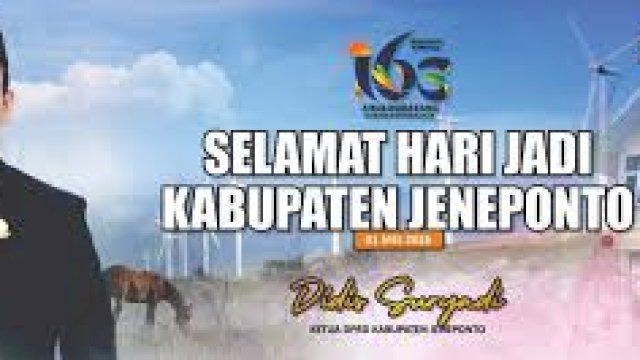 Ketua DPRD Didis Suryadi Ucapkan Selamat HUT Jeneponto ke-163, Tekankan Semangat &ldquo;A&rsquo;bulo Sibatang&rdquo;